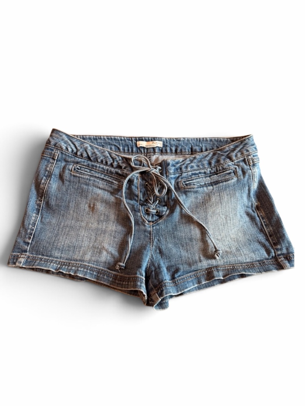 Vintage 21 Lace-Up Denim Shorts in Medium Blue•14